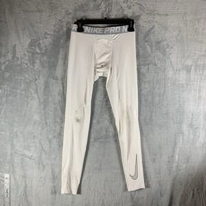 Nike Pro Boy's Baselayer Tights XL Dri Fit White Training Compression‎